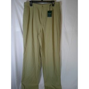 Brooks Brothers Golf Pleated Chinos Khaki Mens 36W Wool Blend Flat Front Casual